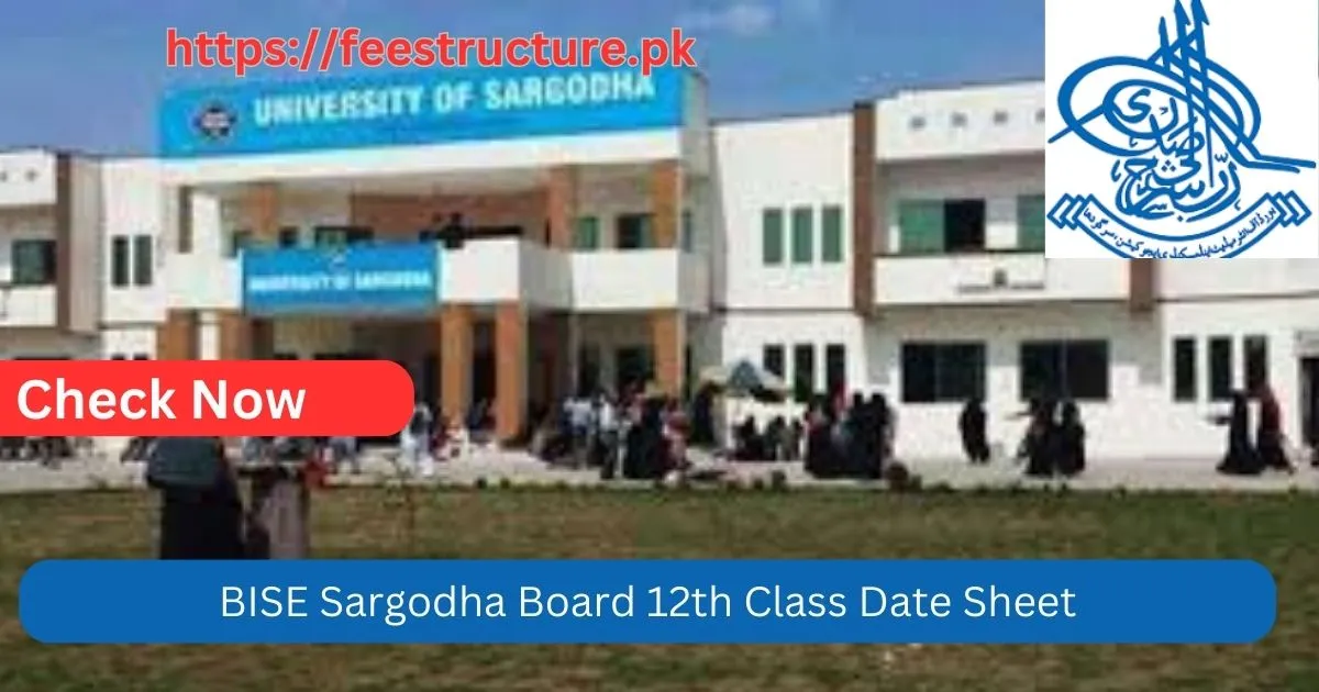 BISE Sargodha Board 12th Class Date Sheet